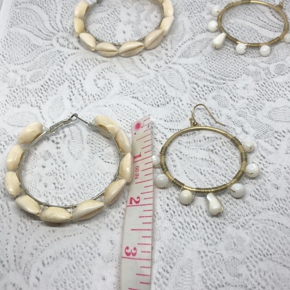 Artisan boho style earrings shells mop statement - Picture 4 of 7